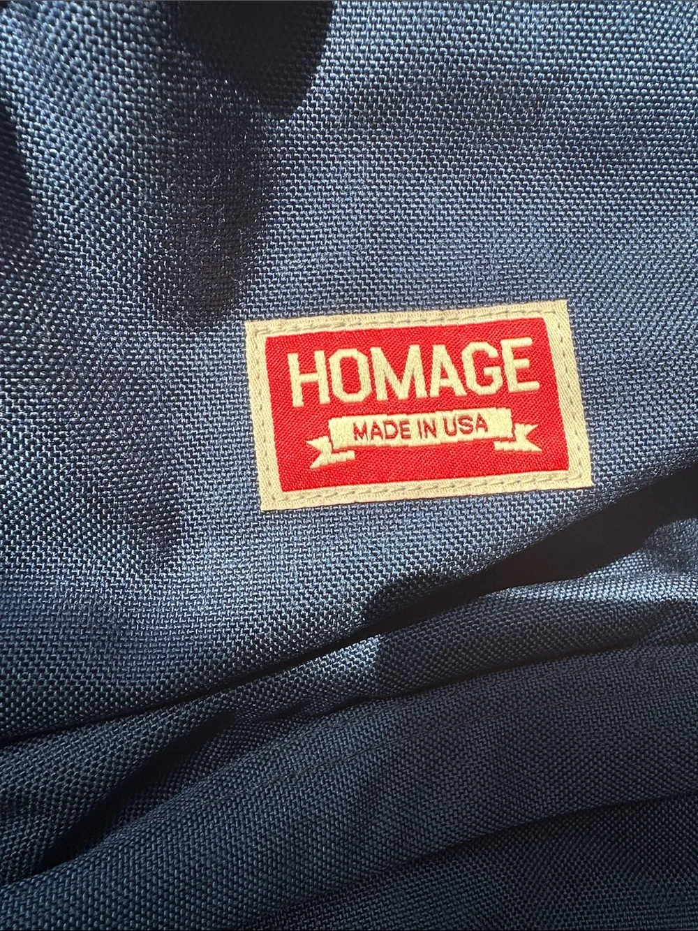HOMAGE Navy Canvas Backpack with Cream Straps
